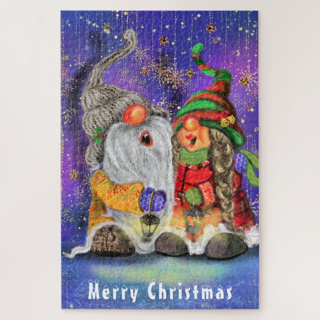 Noël Puzzle cadeau avec chant Gnomes Famille (Vertical)
