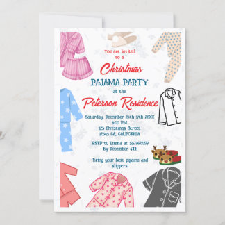 Noël pyjama fête amusante invitation enfants