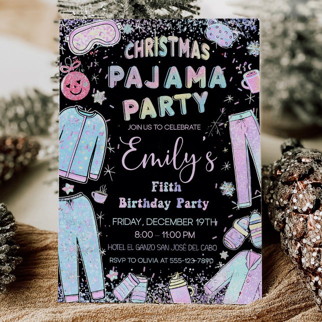 Noël pyjama fête pj fête invitations enfants (pajama christmas invitations,pj party invite,kids christmas party invitation,pyjama party invitation)