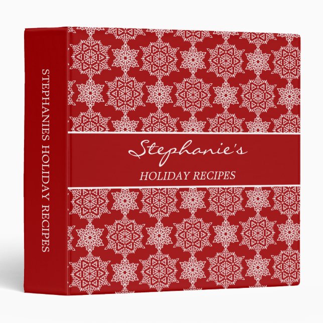 Noël Recette Classeur Snowflakes Rouge (Devant/Côté)