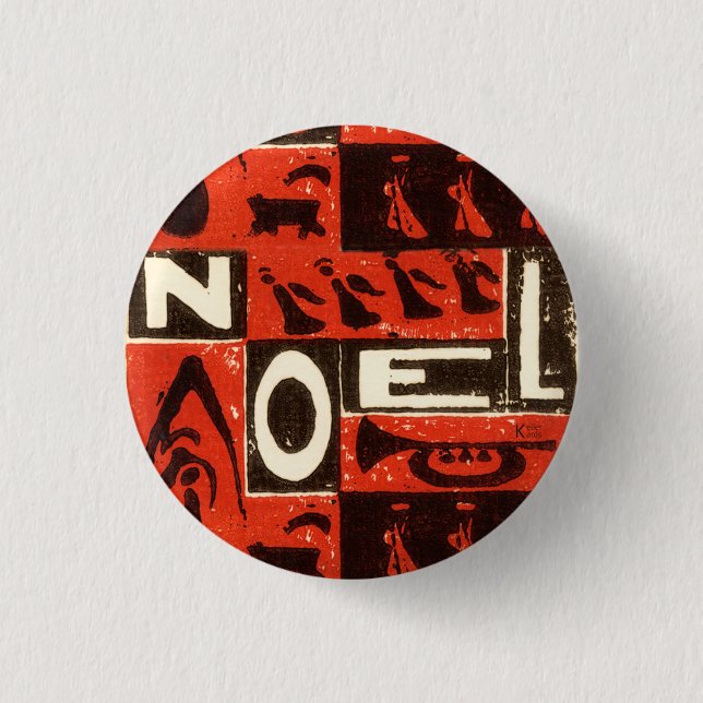 Noel Red 1 Inch Round Button (Front)