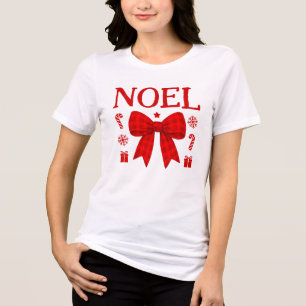 Noel Red Gingham Bow Christmas Shirt
