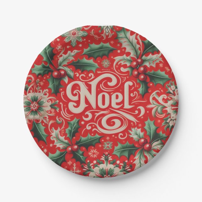 Noel Red & Green  Paper Plate (Front)