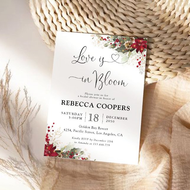 Noël Red Poinsettia nuptiale douche Invitation (Créateur téléchargé)