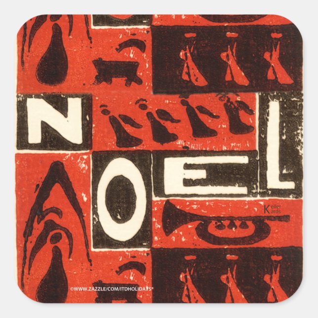 Noel Red Square Sticker (Front)