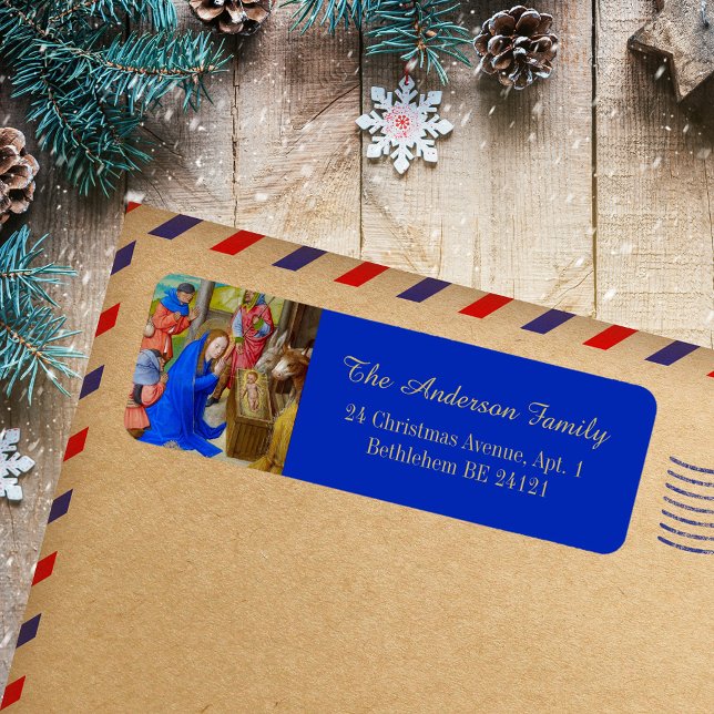 Noël Religieux catholique Médiéval (Christmas Religious Christian Catholic Medieval Manuscript Vintage Holiday Return Address Label)