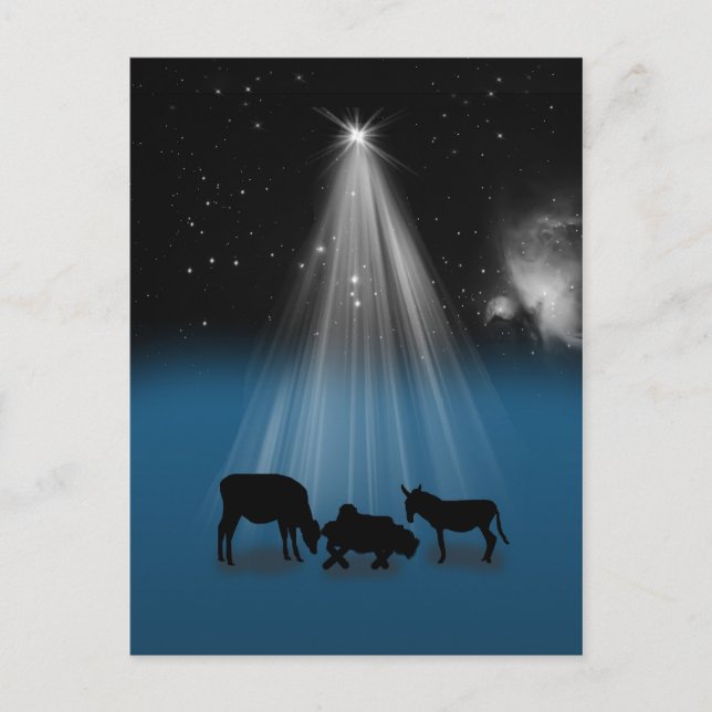 Noël, religieux, nativité, étoiles, carte postale (Devant)