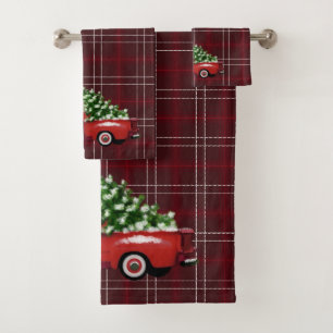 Noël rempli Camion Vintage de collecte rouge