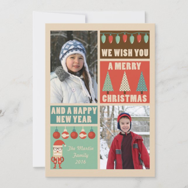 Noël rétro, Carte photo de vacances (Devant)