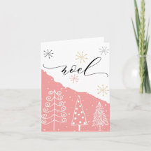 Noel rose Arbre de Noël Carte de vacances pliée