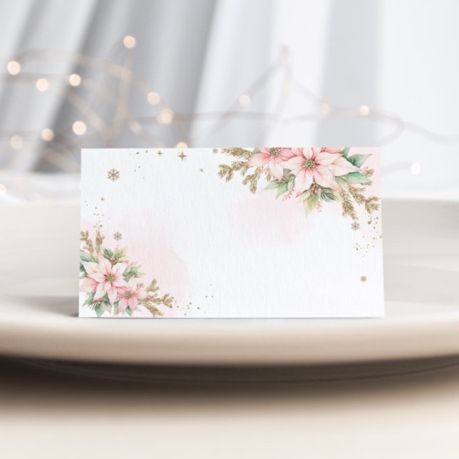Noël rose flocon de neige poinsettia carte de plac (Créateur téléchargé)