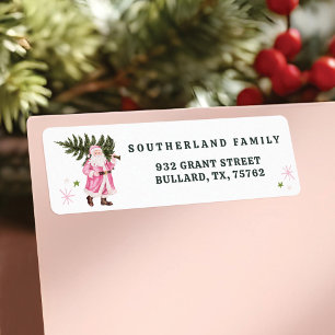 Noël rose Vintage Santa Claus Ferme Arbre frais