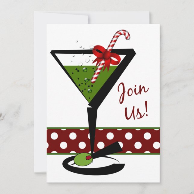 Noël rouge Cocktails party Invitation (Devant)