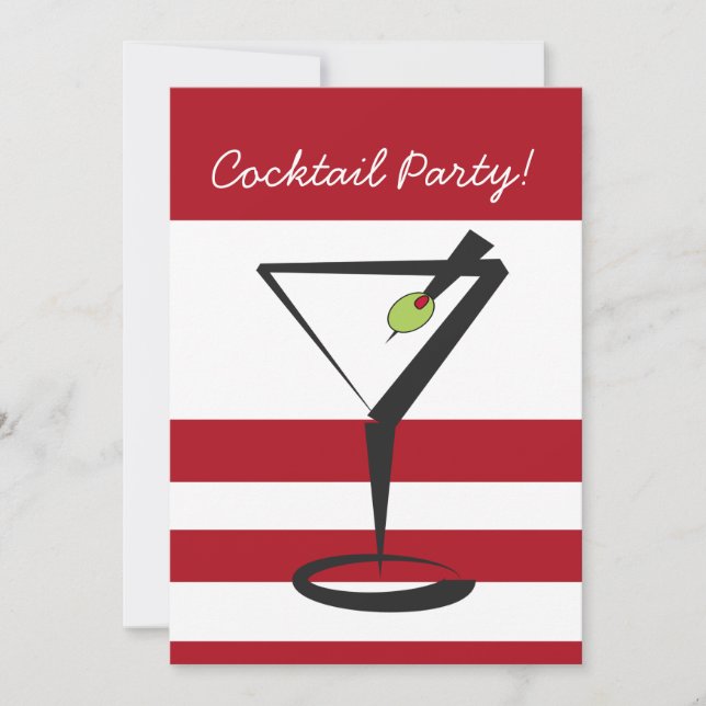 Noël rouge Cocktails party Invitation (Devant)