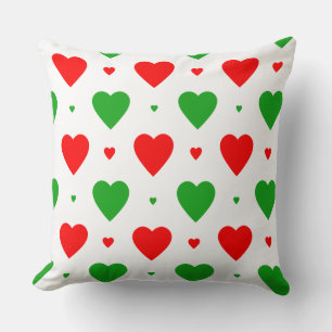 Noël Rouge Coeur Vert Motif Jeu Oreiller