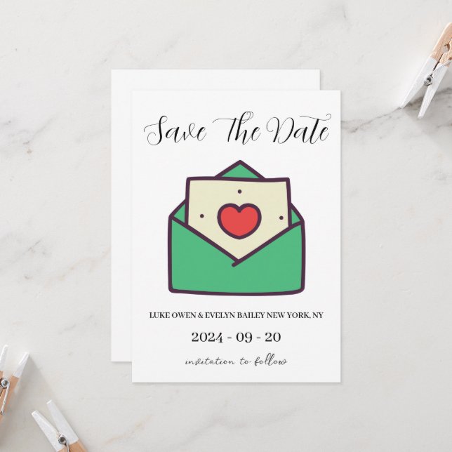 noël rouge et vert enregistrer les cartes de date (Devant/Arrière en situation)