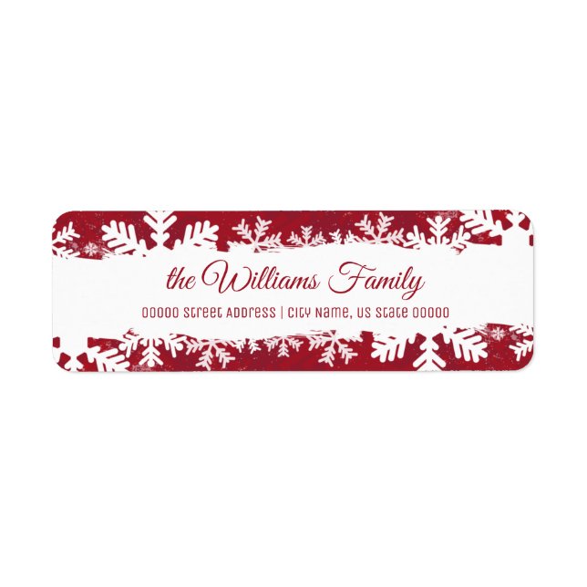 Noël Rouge Rustique Flocon de neige Adresse de ret (Devant)