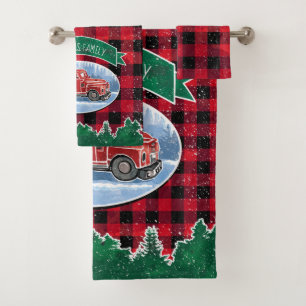 Noël Rouge Vintage Camion Buffalo Plaid Ajouter No