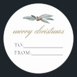 NOEL Rustic Winter Berry To From Christmas Gift Classic Round Sticker<br><div class="desc">This to and from gift sticker features rustic watercolor berries and an elegant golden script font. This holiday present sticker is perfect for holiday gifting! Add to your favourite packages to friends,  neighbours,  and loved ones.</div>