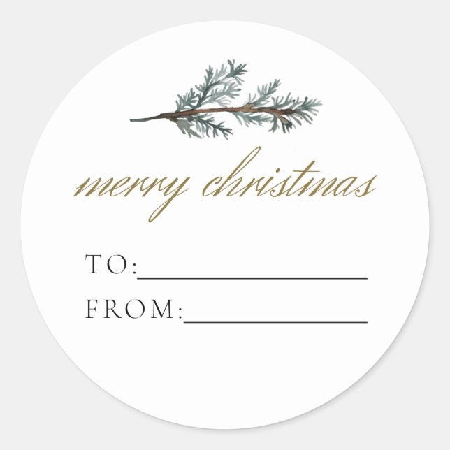 NOEL Rustic Winter Pine To From Christmas Gift Classic Round Sticker (Front)