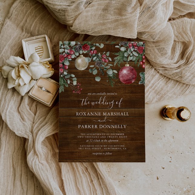 Noël Rustique Floral Invitation de mariage d'hiver (Créateur téléchargé)