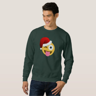 noël santa claus winking emoji hommes sweatshirt