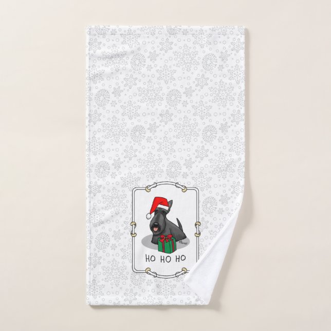Noël Santa Hat Scottish Terrier (noir) mignonne (Serviette à main)