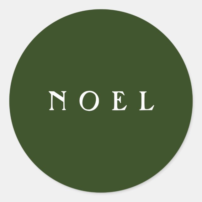 NOEL Script Envelope or Gift Wrap Green Classic Round Sticker (Front)