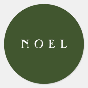 NOEL Script Envelope or Gift Wrap Green Classic Round Sticker