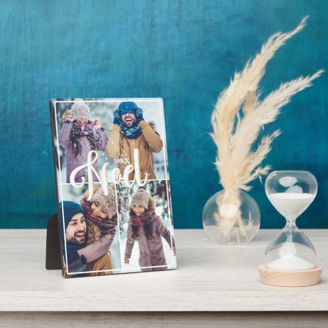 Noel Script Family Photo Keepsake Collage Plaque (Side)