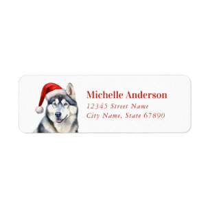 Noël Sibérie Husky Chien Retour Adresse Étiquettes