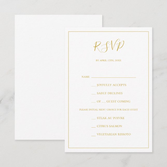 Noël simple et élégant | Menu blanc Choix RSVP (Devant / Derrière)