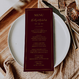Noël simple et élégant Menu Dîner Mariage Rouge