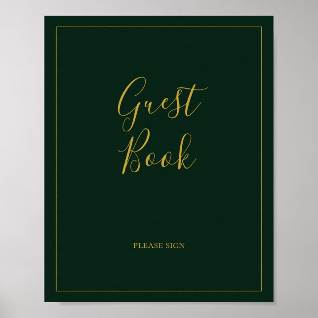 Noël simple et élégant | Panneau Livre d'or vert (Devant)