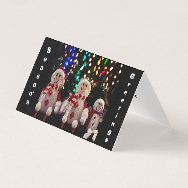 Noël Snowman Famille Ornements Arbre Carte photo (Front)