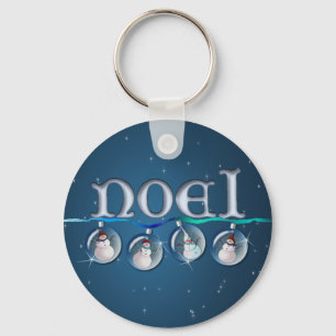 NOEL SNOWMAN GLOBES by SHARON SHARPE Keychain