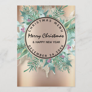 Noël Soirée Vacances hiver Menu Rose Wreath