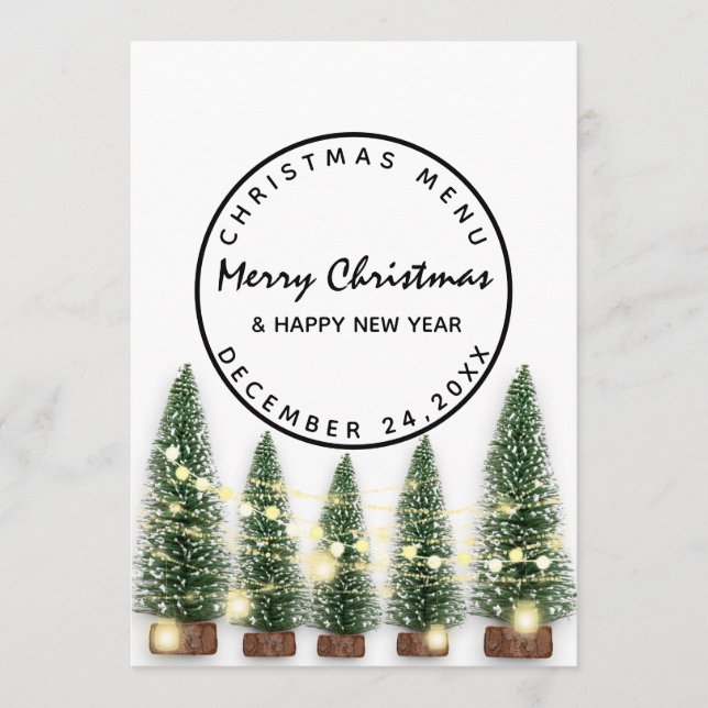 Noël Soirée Vacances hiver Menu Vert clair blanc (Devant)