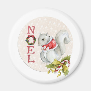 Noel Squirrel Round Magnet