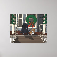 Noël sur le porche avant, toile enveloppée