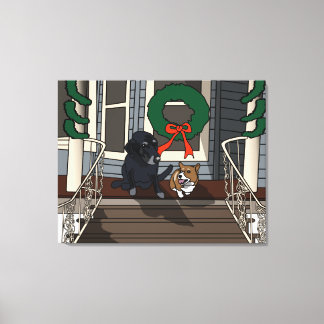 Noël sur le porche avant, toile enveloppée