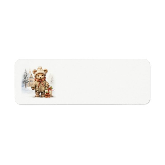 Noël Teddy Bear Étiquettes de adresse (Devant)