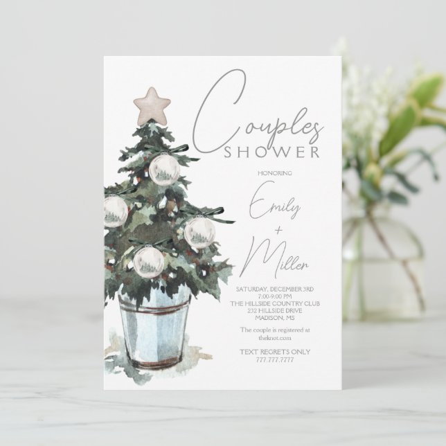 Noël Thème Couples Wedding shower Invitation (Debout devant)