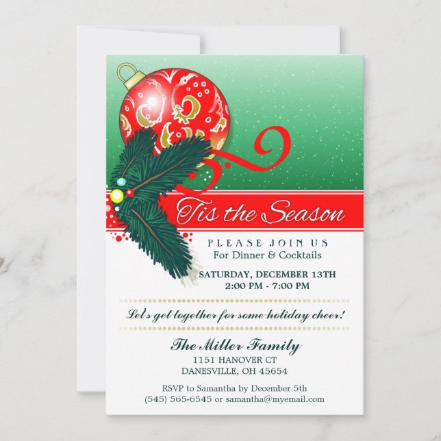 Noël Tis invitation vert et rouge de la saison de (Devant)