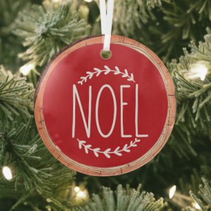 Noel Typography Keepsake Tree Glass Ornament