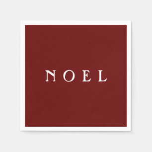 NOEL Typography Red Simple Minimalistic Modern Napkin