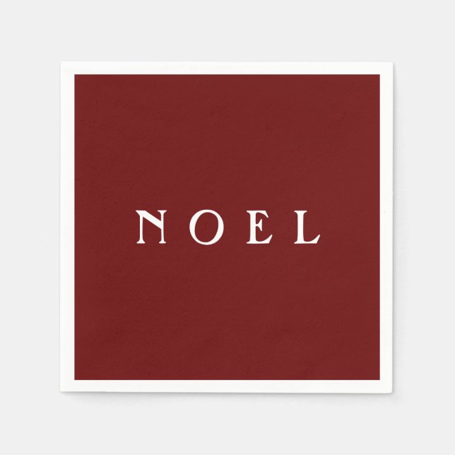 NOEL Typography Red Simple Minimalistic Modern Napkin (Front)