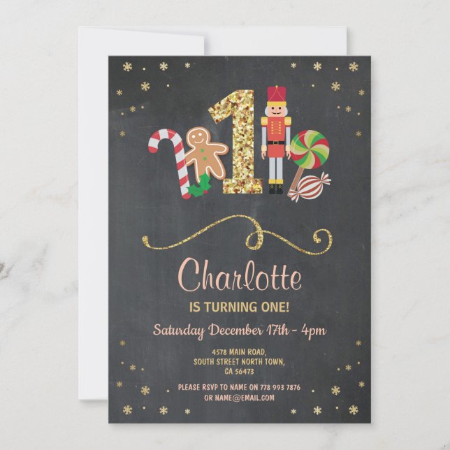 Noël un premier invitation de craie de vacances (Devant)