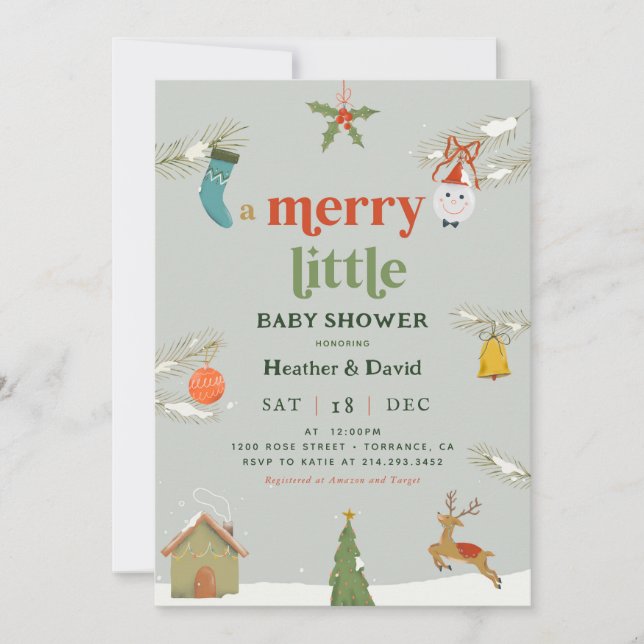 Noël Une joyeuse Petite Invitation Baby shower (Devant)