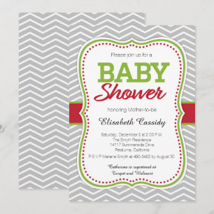 Noël Vacances Chevron Baby shower Invitation